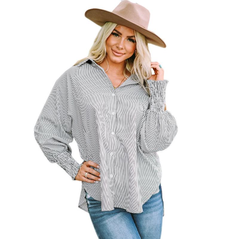 YYFS Женские модные повседневные весенне-осенние однотонные рубашки-поло с длинным рукавом и принтом, блузки и рубашки