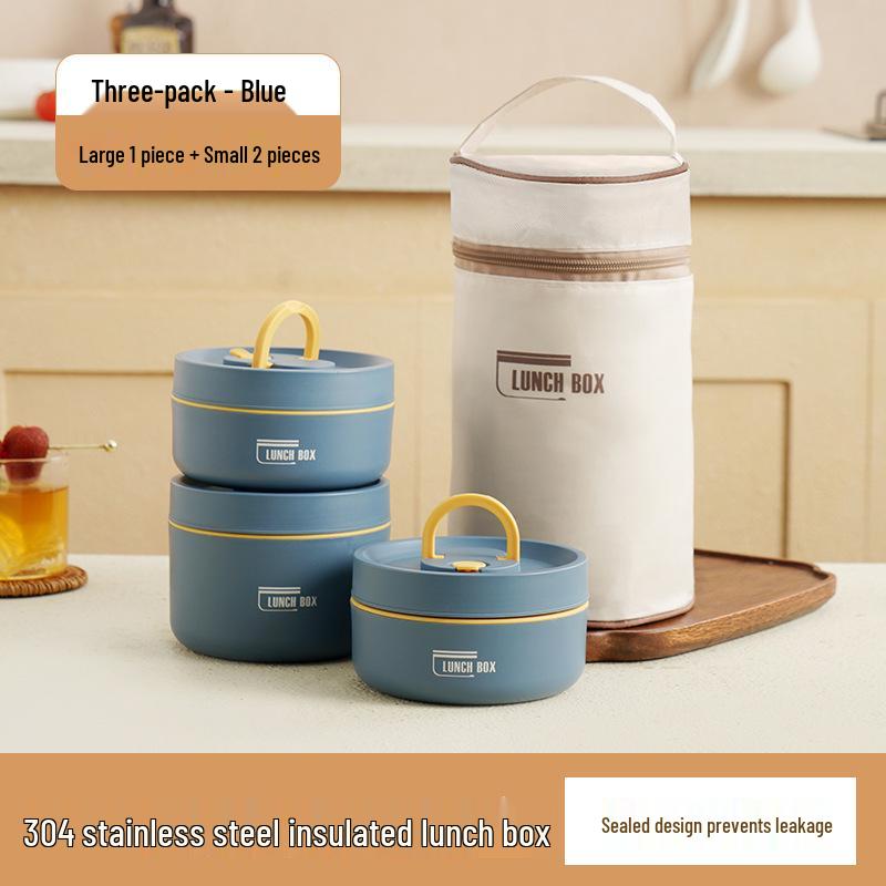 Многослойный ланч-бокс из нержавеющей стали 304 с суповой миской - Портативный и с термоизоляцией
