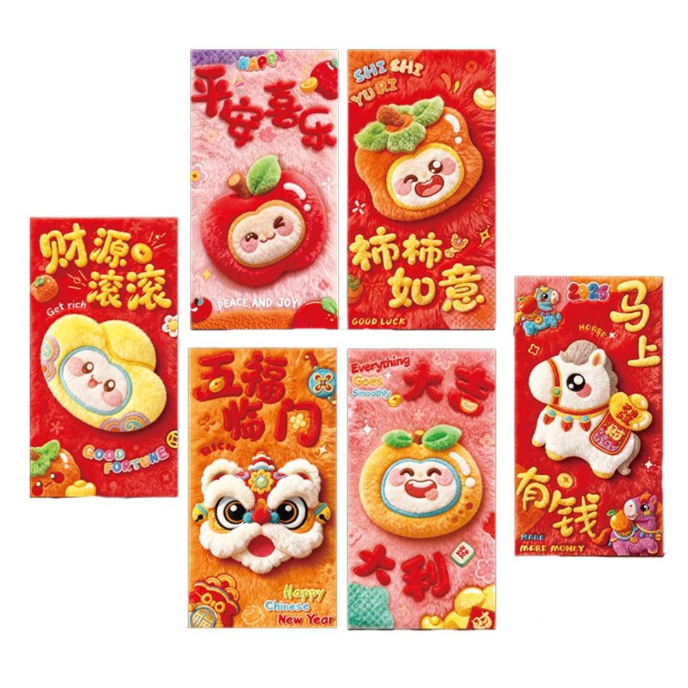 6Pcs Candy Color Pony Red Envelope Chinese Style 2026 Horse Year Spring Festival Red Packet Hongbao Blessing