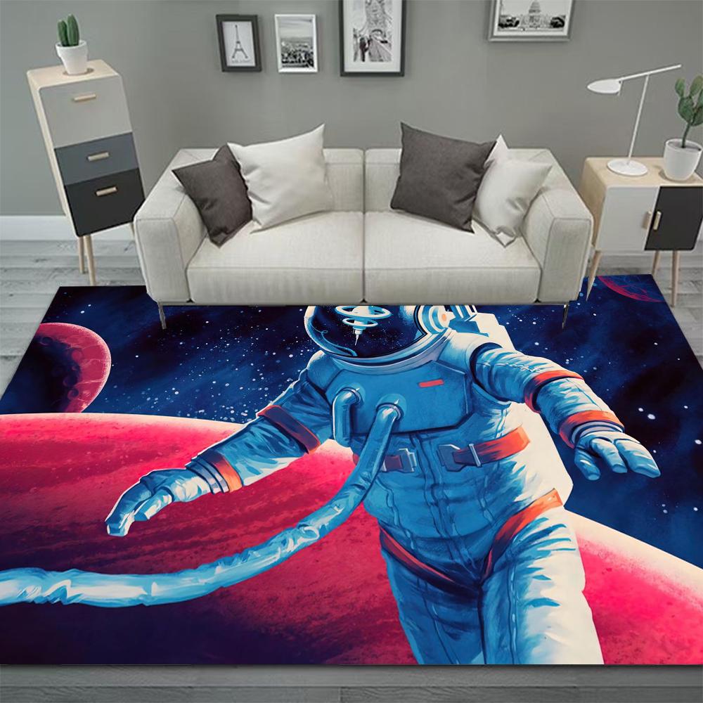 Outer Space Astronaut Carpets for Living Room Bedroom Decor Large Rug Non-slip Washable Home Coffee Table Floor Mat Bath Doormat