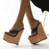 New Black Sexy Super 18CM High Heels Platform Wedges Narrow Band Pinch Slippers Women's Sandals Mules Slippers Shoes