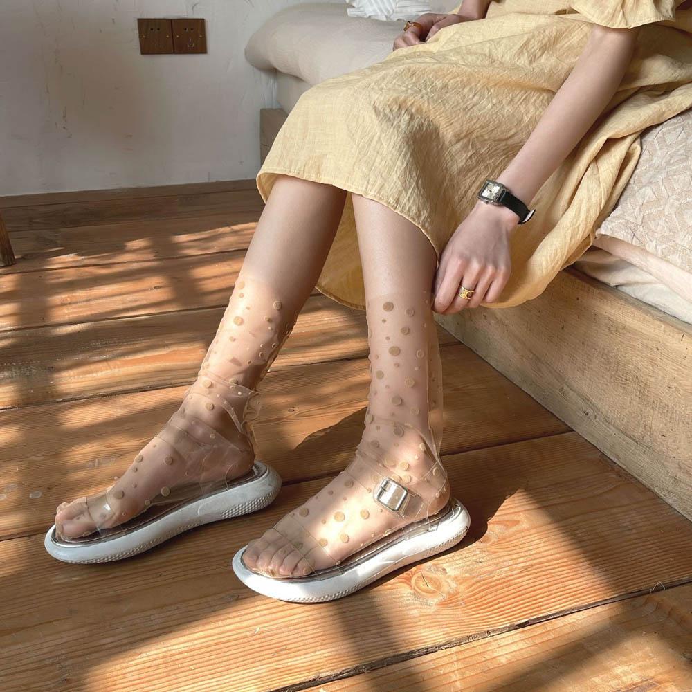 Sweet Transparent Women Mesh Chiffon Tulle Socks Dress Hosiery Nylon Dot Socks