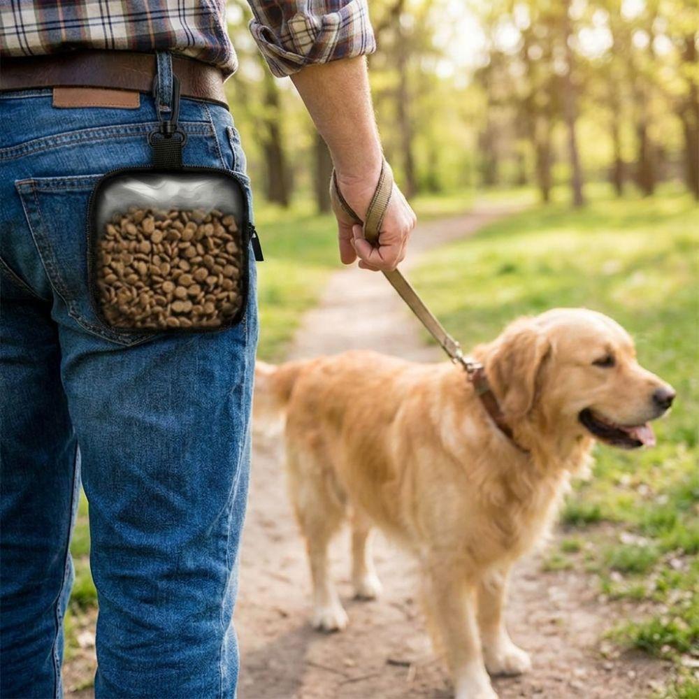 Zipper Closure Dog Treat Pouch Transparent Window Pet Snack Bag Dog Training Bag Travel
