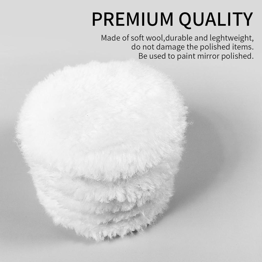 7 Piece 3 Inch Wool Buffing Pad, Drill Buffer Connecting M10 Drill Adapter, Buffing Pads, For Car Polishing And Waxing, Painting Tabletops, Old