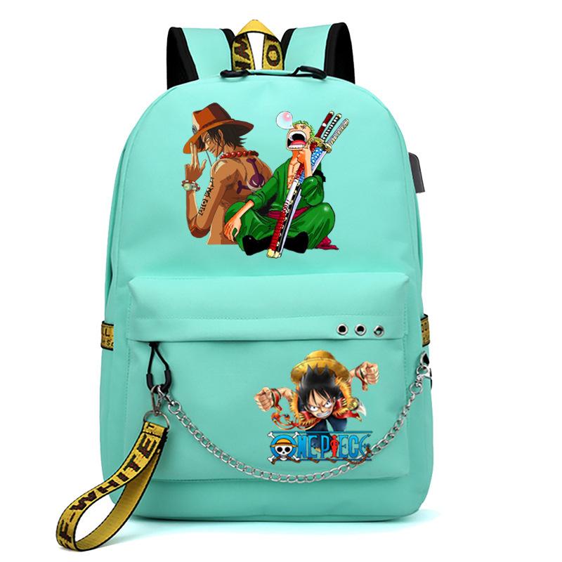 Школьная сумка-рюкзак USB с принтом One Piece для учеников начальной и средней школы, для мужчин и женщин, с лямками