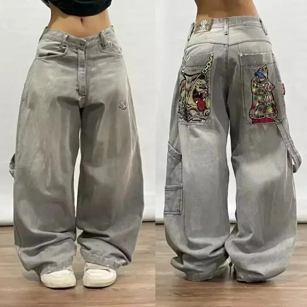 High Waist Loose Casual Retro Joker Y2K Blue Leopard Print Straight Pants Street American Wide Leg Pants