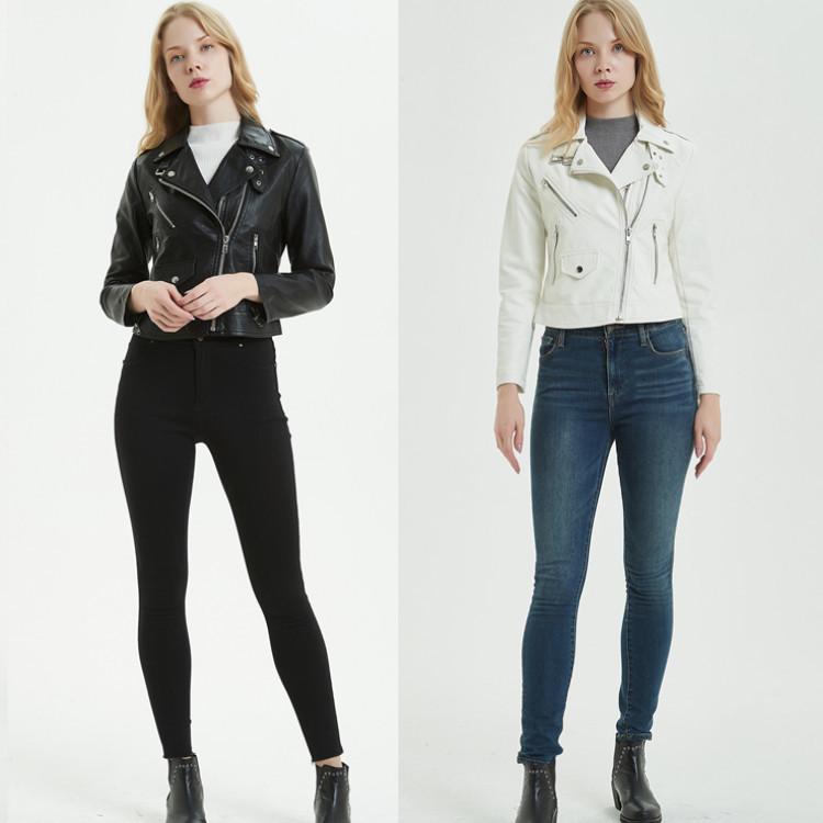 Весенне-осенняя новая кожаная одежда, женская короткая мотоциклетная куртка из искусственной кожи с воротником-поло и пряжкой, маленькое кожаное пальто, короткое пальто