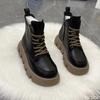 Осенне-зимние ретро универсальные короткие ботинки на толстой подошве маленькие короткие ботинки женские элегантные новые туфли в британском стиле с вулканизированной подошвой