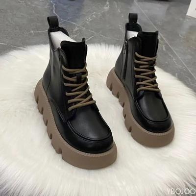 Осенне-зимние ретро универсальные короткие ботинки на толстой подошве маленькие короткие ботинки женские элегантные новые туфли в британском стиле с вулканизированной подошвой