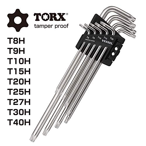 VESSEL Torx 8509TXH Гаечный ключ с защитой от выкручивания, L-образный