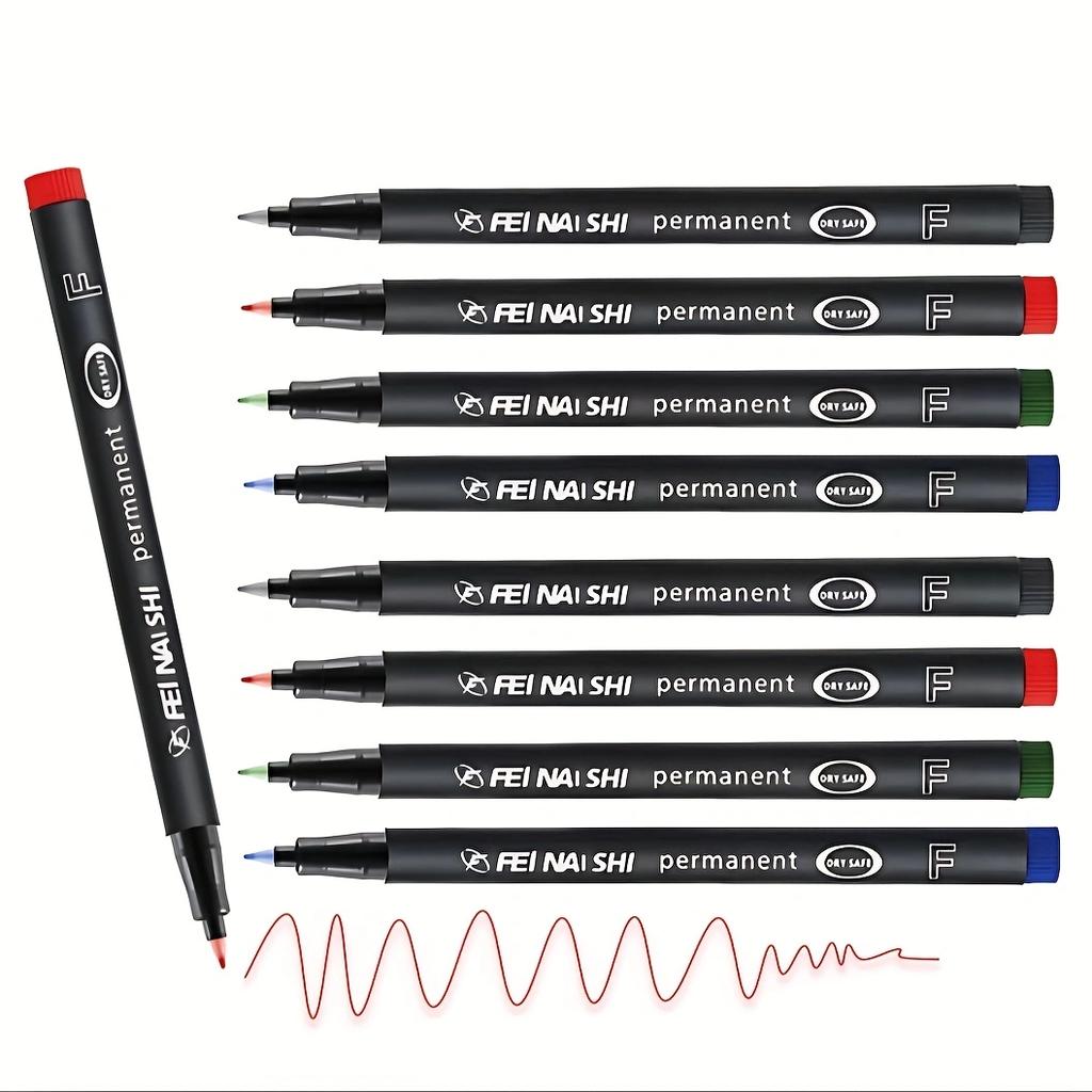 4 цвета Перманентные маркеры с тонким наконечником – Яркие цвета (Черный, Синий, Красный, Зеленый) для рисования, живописи и дизайна своими руками