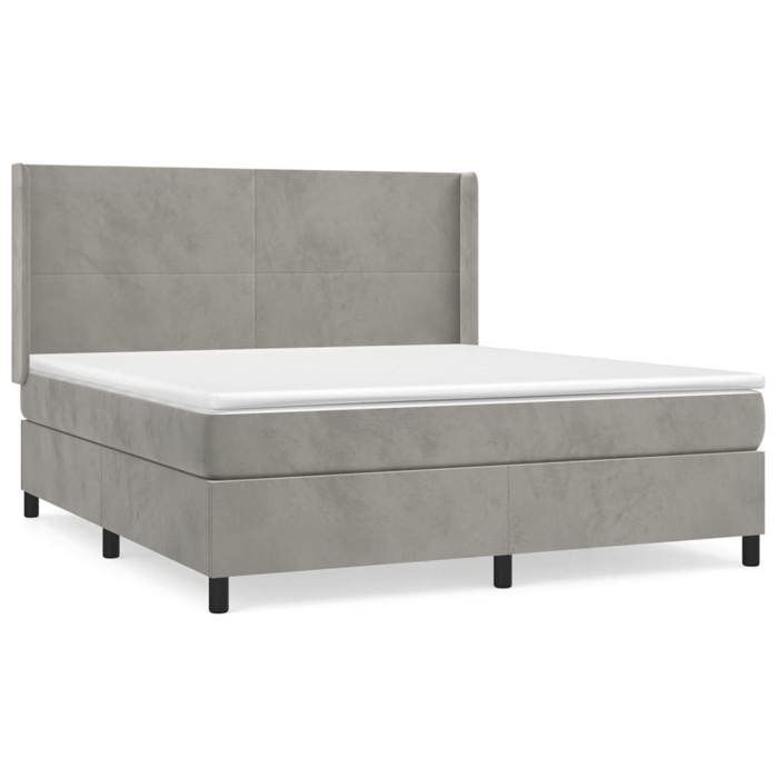 Maison Exclusive - Sommier à lattes de lit et matelas Gris clair 180x200cm Velours