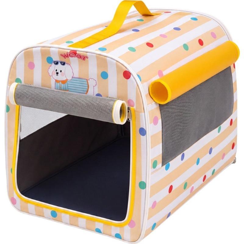 Retro Striped Pet Car Bag Portable Handheld Dog Kennel All Season Universal Pet Safety Seat Breathable Cat Nest For Small Cats Dogs Outdoor Travel
