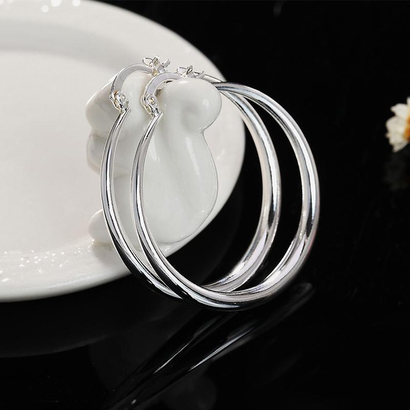 Серьги-кольца из серебра 925 пробы диаметром 40 мм для женщин, модные ювелирные изделия, подарки