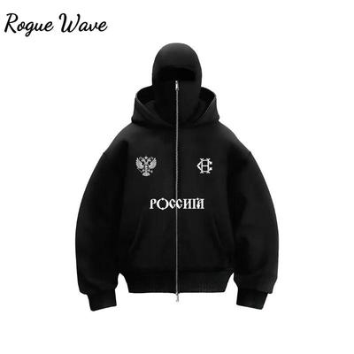 RogueWave Y2K Новая Мода Двойной Худи Дизайн Толстовка Куртка Хип-Хоп Уличная Толстовка на Молнии для Мужчин Готическая Харадзюку Толстовка для Женщин