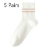 5 пар женских весенних и осенних антибактериальных носков из чистого хлопка без косточек для параллельных брусьев средней длины