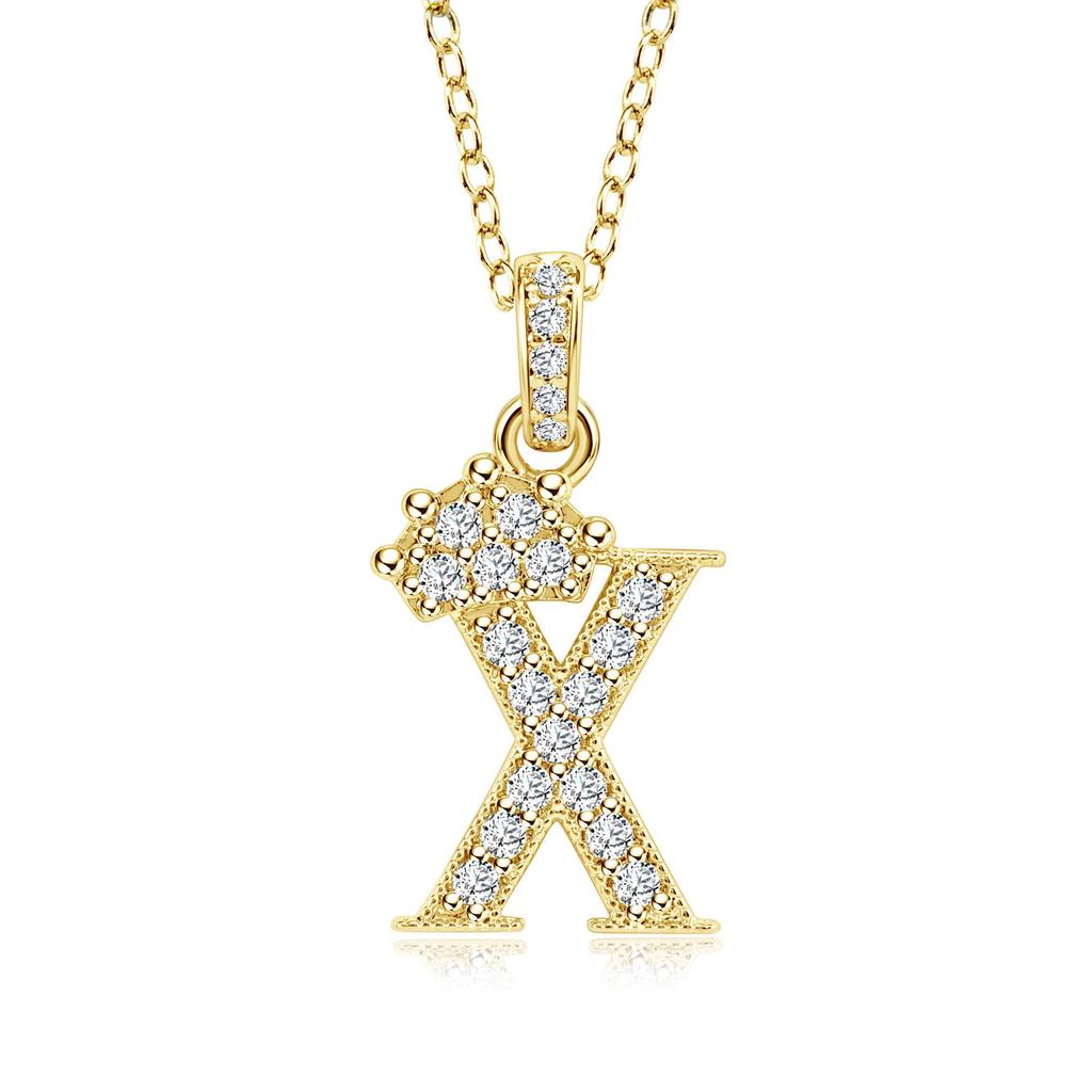 Gold-Plated Zircon Crown Letter Pendant Necklace - Women's Versatile Choker