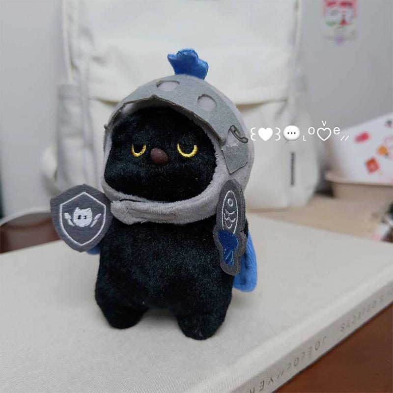 Sword And Shield Knight Cat Keychain Ring Cute Plush Toy Doll Key Ring On Bag Car Key Pendant Couple Gift