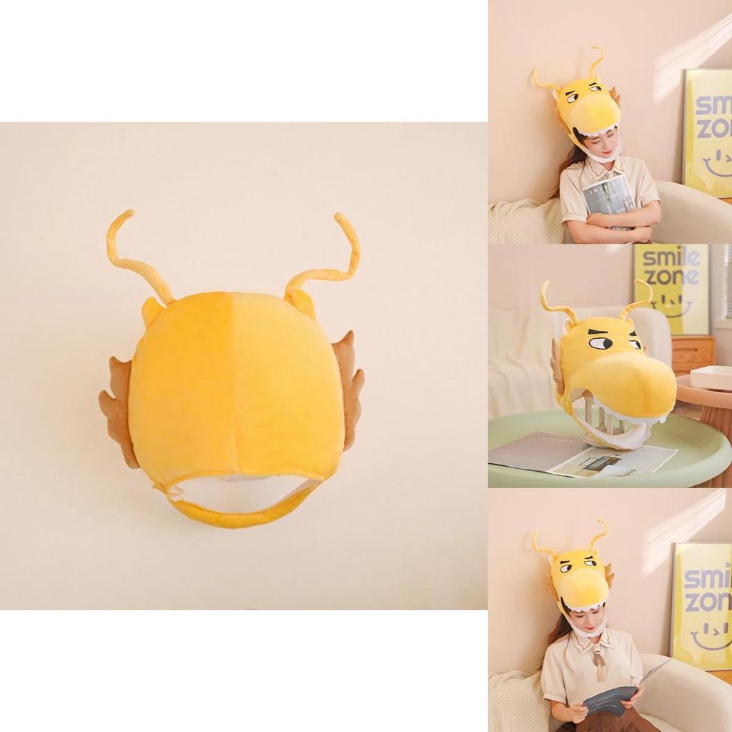 Оптовая Золотая шляпа с головой дракона для фотореквизита и выступлений, мультяшная плюшевая шляпа, талисман года)