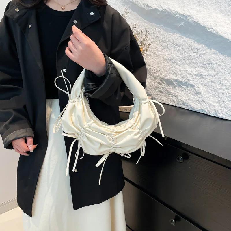 Half Moon Bowknot Women Handbags Pleated Cloud Dumpling Bags for Women Croissant Shoulder Bag Designer Bag Crescent Clutch
