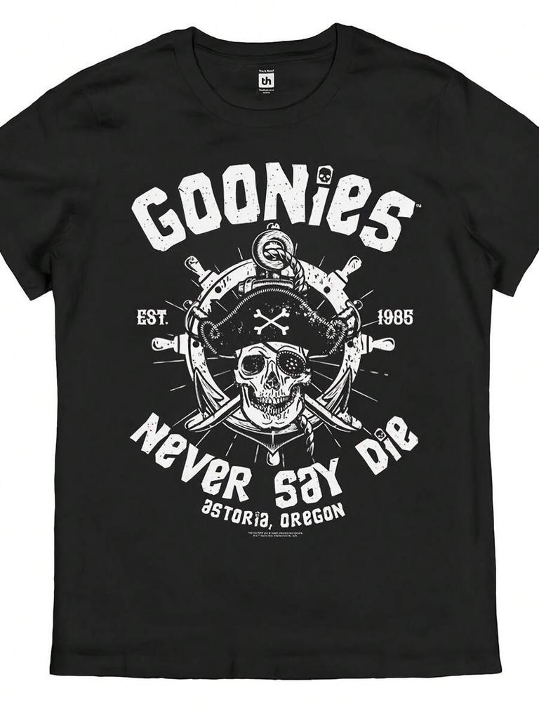 Прочная хлопковая унисекс футболка Goonies Never Say Die
