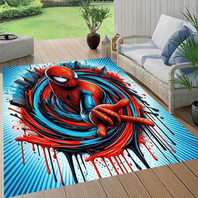 1pc Spider-man Pattern Area Rug Soft Flannel Floor Mat for Living Room, Office, Bedroom, Outdoor and Camping, Sofa Coffee Table Floor Mat, D