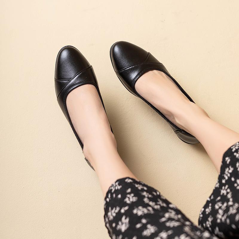 Рабочая обувь из Юго-Восточной Азии Douyin, новые женские кожаные туфли из мягкой кожи, нескользящие, удобные, мягкие, черные туфли из мягкой кожи