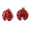 [Q1360] - Silver Red 'Ladybug' Handmade Earrings - 7x6 Mm