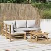 VidaXL Garden Lounge Set 5 Pcs with Light Grey Cushions Bamboo 3155106