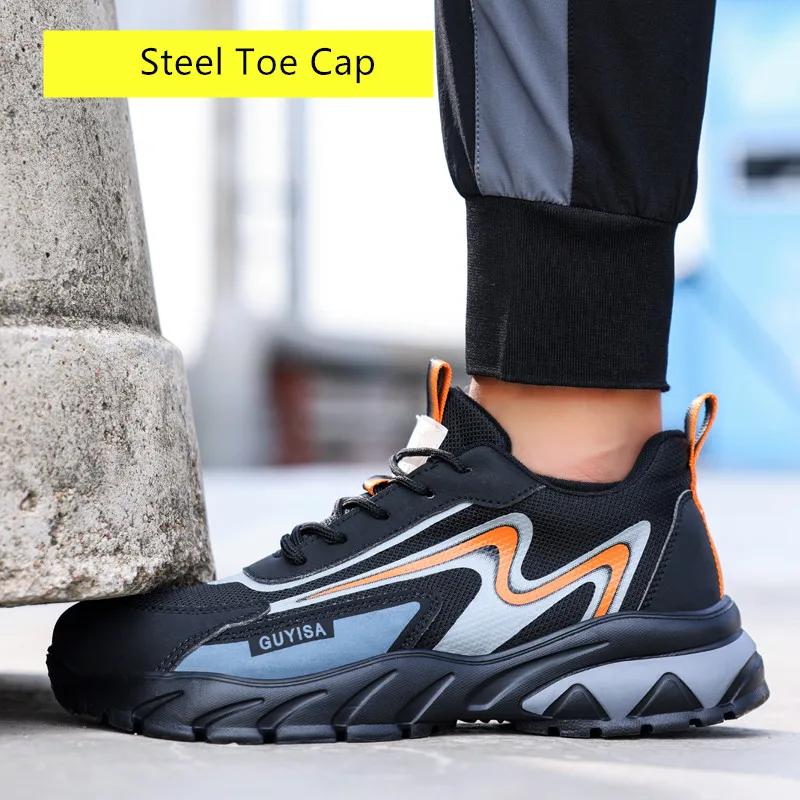 Light Safety Shoes For Men Non-Slip Work Shoes With A Steel Toe Anti Smash Anti Puncture Industrial Protective Work Sneakers