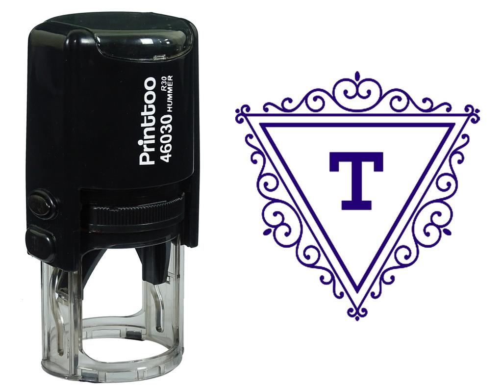 Printtoo T Alphabet Swirl Border Triangle Monogram Initial Self Inking Rubber Stamp Office