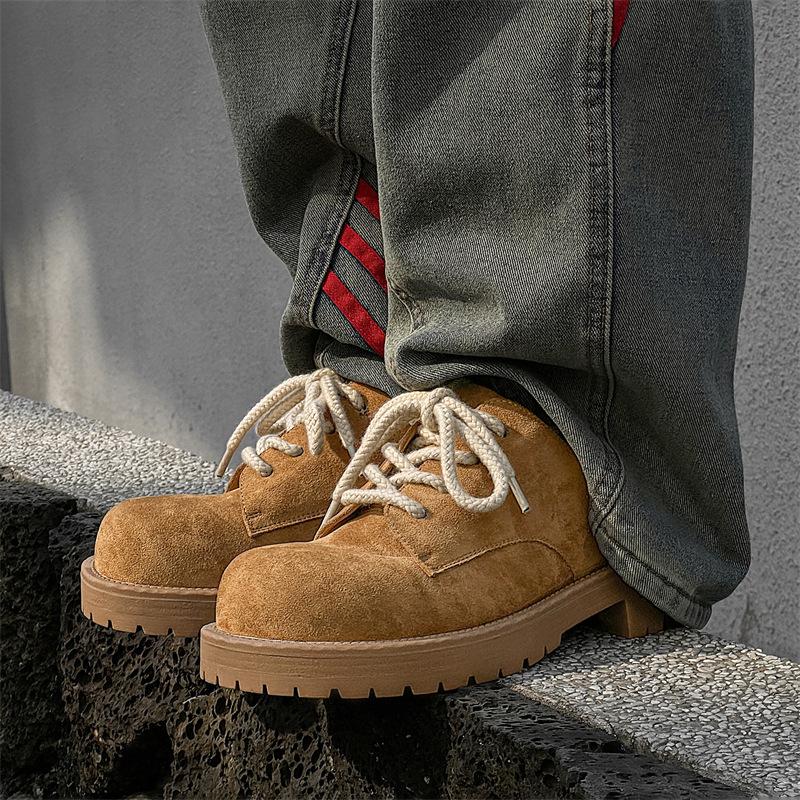 2025 Spring New Men's Design Sense Fashionable Versatile Men's Shoes Round Head Height Commuter Men's Shoes 44109-J