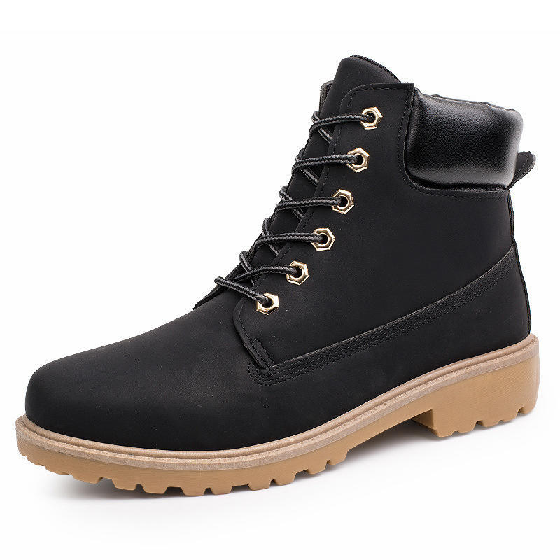 Winter Boots Men Shoes Hot Warm Plus Fur Winter Snow Boots Work Shoes Men Pu Leather Lace-up Ankle Boots Men Plus Size