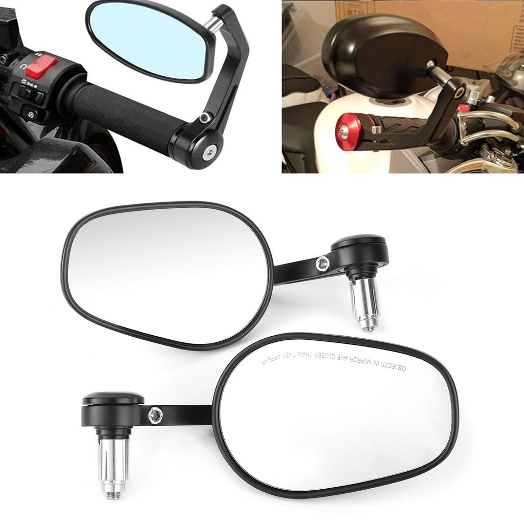 2Pcs Motorcycle Rearview Mirrors Universal Rear View 7 8in 22mm Handlebar CNC Aluminium Alloy