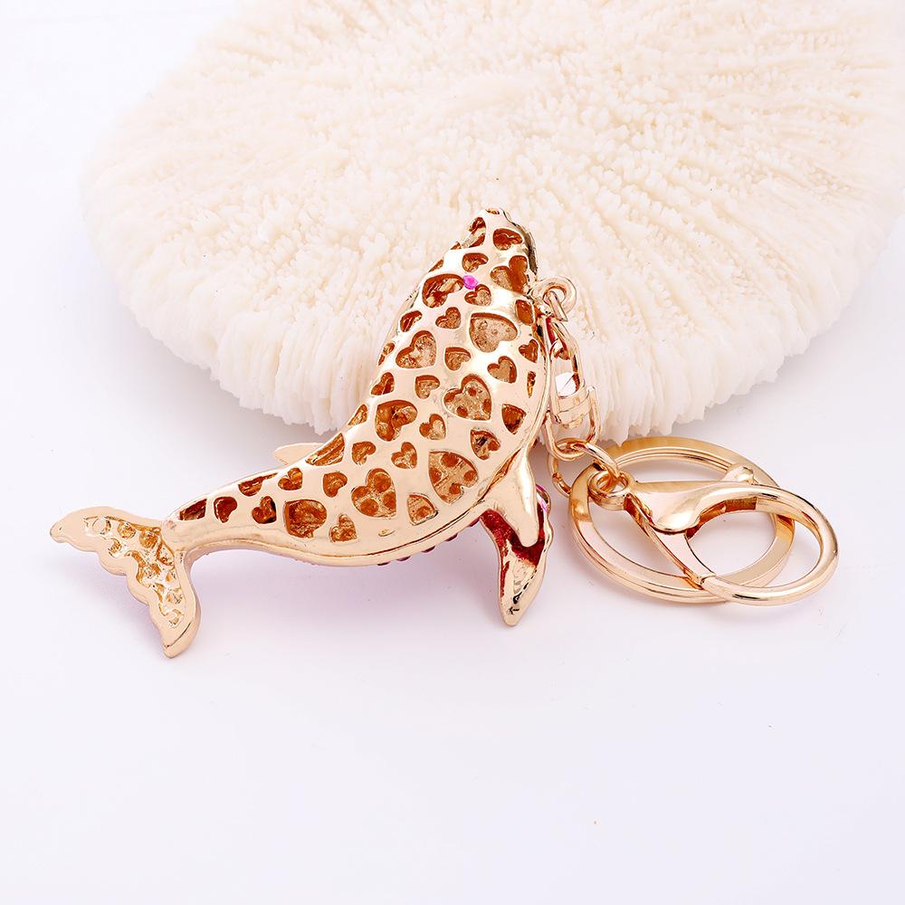 Rhinestone Dolphin Gold Plated Crystal Sea Animal Pendant Women Bag Charms Ocean Themed Gift Key chains Bag Charm