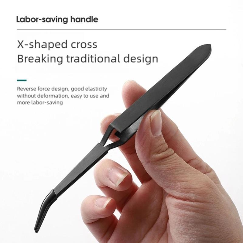 2Pcs Reverse Tweezers Stainless Steel Tweezers with Rubber Tip Comfortable Handle Tweezer Tongs for Repairing