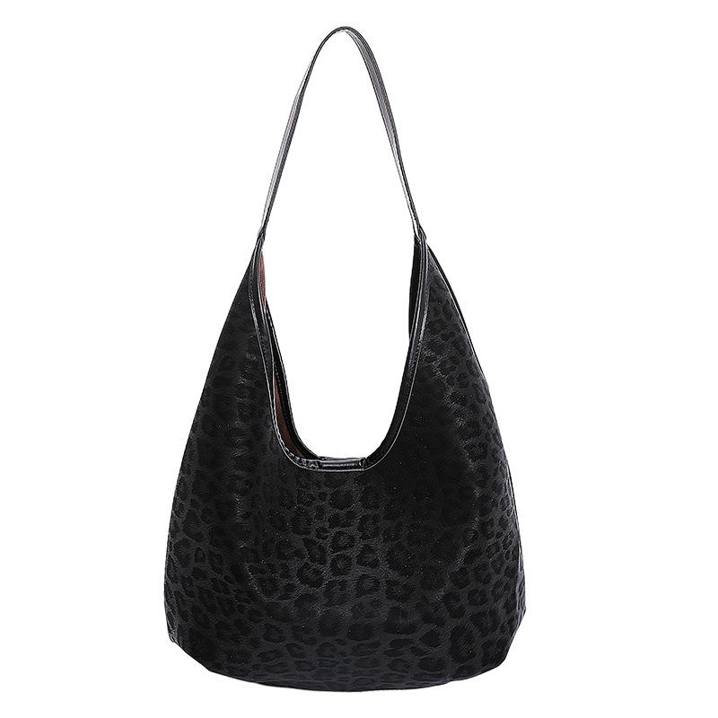 Fashion Retro Leopard Print Bag Women's New Casual Large-capacity Shoulder Underarm Bag Casual Commuting Popular Tote Bag