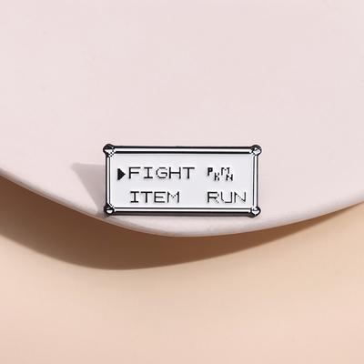 Прямоугольные эмалевые значки с текстом на заказ FIGHT ITEM RUN Броши Значки на лацкан Панк Ювелирные изделия Подарок для детей Друзей