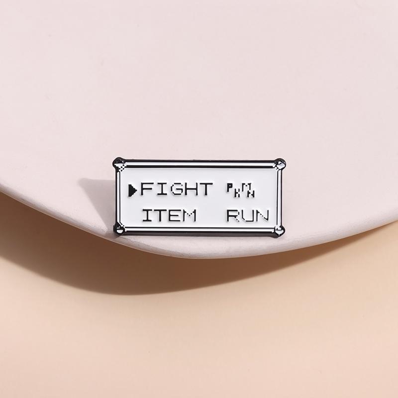Прямоугольные эмалевые значки с текстом на заказ FIGHT ITEM RUN Броши Значки на лацкан Панк Ювелирные изделия Подарок для детей Друзей