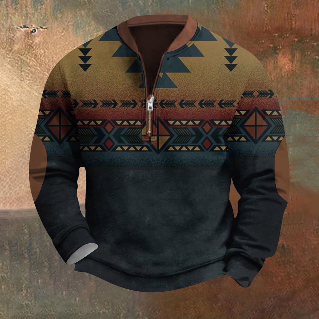 Мужская повседневная толстовка в стиле ретро с градиентным принтом