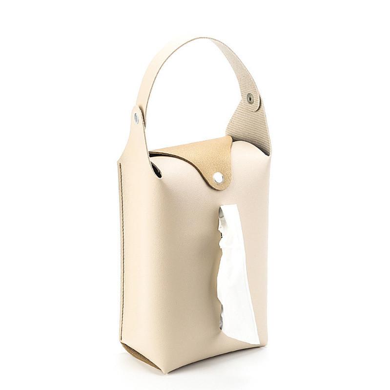 Customizable Leather Paper Towel Box For Car Living Room Bathroom Black Blue Pink Gray Beige