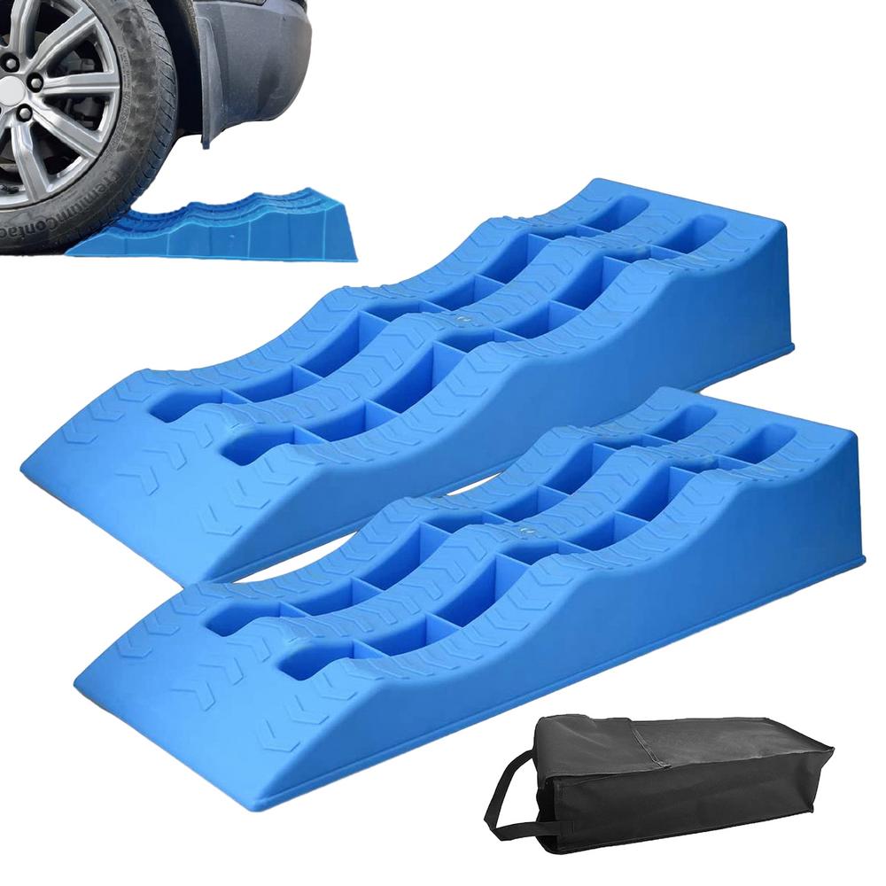 2Pcs RV Leveling Ramps RV Wheel Chocks 3 Stage Campers Leveling Blocks Lightweight Curb Ramps Heavy Duty Threshold Ramp Tire Chucks 1