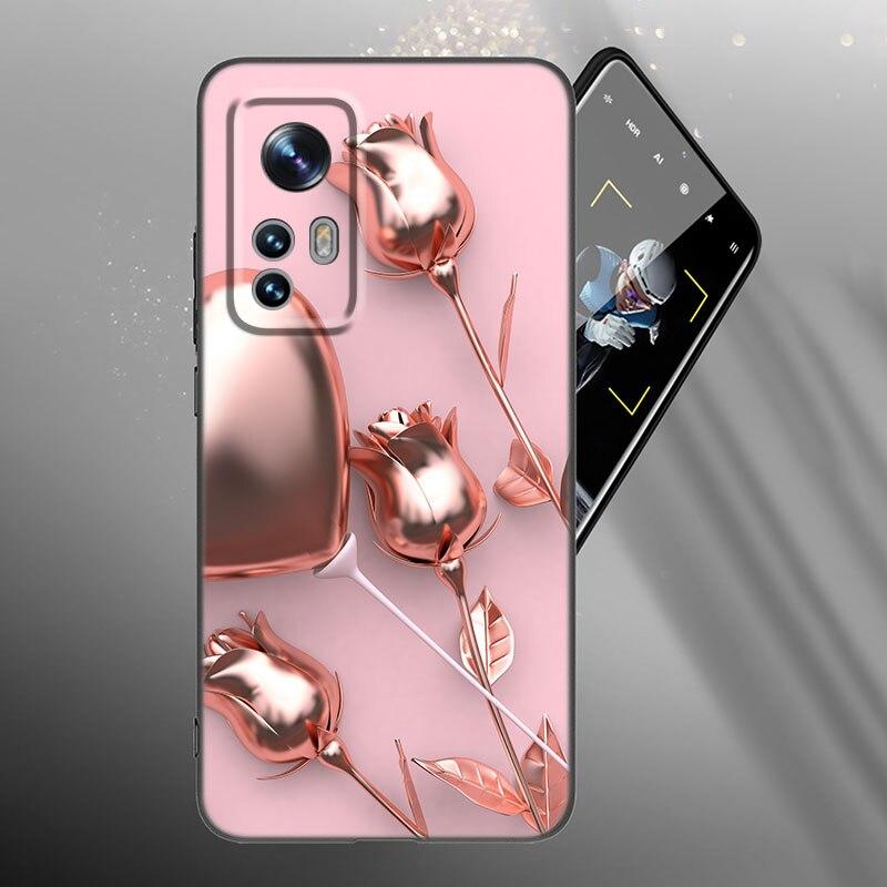 Love Rose Gold Style Phone Case For Xiaomi Mi 10T 11i 11T Note 10 11 Lite NE F1 POCO F3 M3 X3 GT NFC M4 X4 Pro 5G Black Cover
