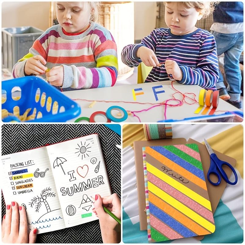 Colored Masking Tape 16 Yard Per Roll, 6 Rolls Rainbow Colors Painting, Craft Labeling Paper Tape for Bullet Journals Party