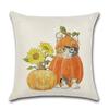 Яркая цветная наволочка с тыквой и животными на тему Хэллоуина для стильного декора дивана