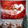 Red Xmas Christmas Snowflakes Winter Nights Fireplace Printed Pattern Tapestry Home Living Room Bedroom Wall Decoration Tapestry