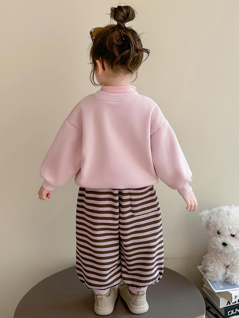 Осень 2025 Комплект из двух предметов: мультяшный свитшот для девочек - Модная повседневная одежда для маленьких девочек