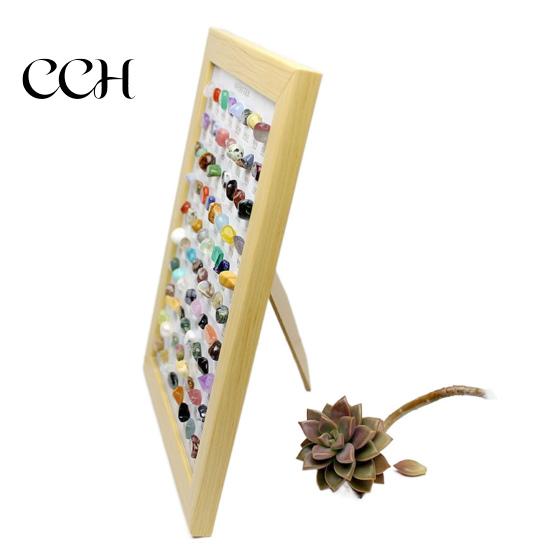 Gemstone Display Set 80 Natural Gemstones Collection Crystal Ore Exhibit Collectible Gems Diversity in Wooden Frame Educational Gift for Kids