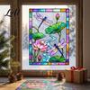 Modern Home Window Decor Dragonfly Lotus Cling Rainbow Style Stained Glass Suncatcher Static Pattern Film Decal Privacy for Door Balcony Bathroom