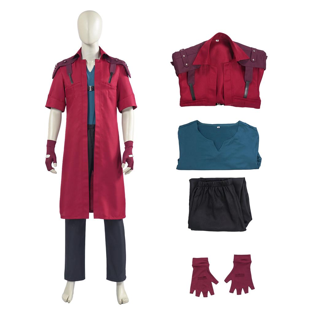 Dmc 5 Devil May Cry Dante Cosplay Jacket Costume Set For Men Halloween Carnival Roleplay Outfit With Gloves Adult Game Coat